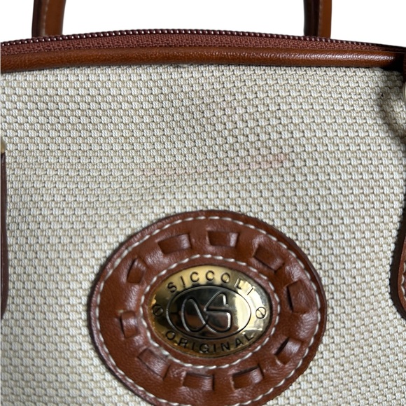 Canvas & Faux Leather Satchel Bag - Picture 5 of 14